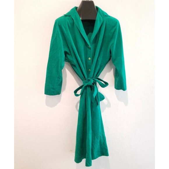 Vintage Serbin Designed by Marianne 3/4 Sleeve Belted Dress Shirt Button Closure - Picture 2 of 10